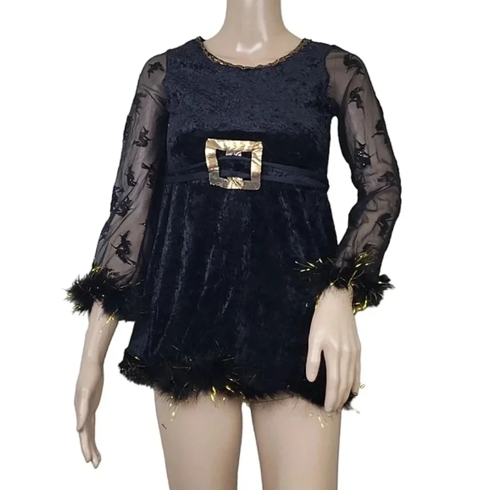 CALIFORNIA COSTUME COLLECTIONS GIRLS BLACK GOLD  WITCH DRESS
